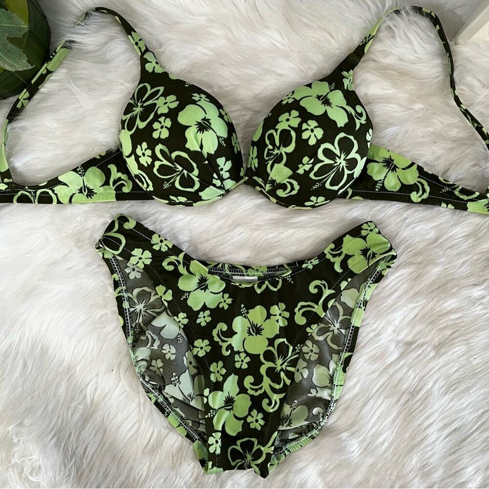 NEW Spiegel Vintage 90s Floral Padded Push Up Cheeky Bikini Swimsuit 5/6 NWOT - Picture 3 of 16